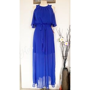 CALVIN KLEIN COLD SHOULDER MAXI DRESS